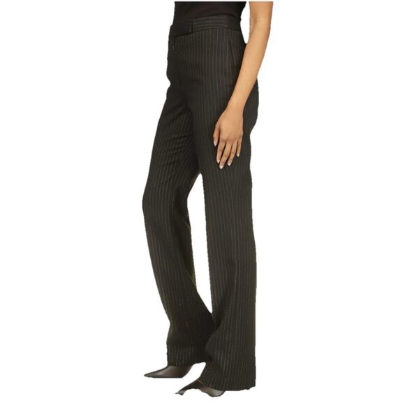 NWT Michael Kors Women's Pinstriped Boot-Cut Trousers Black Pants Size 10 - Picture 2 of 14